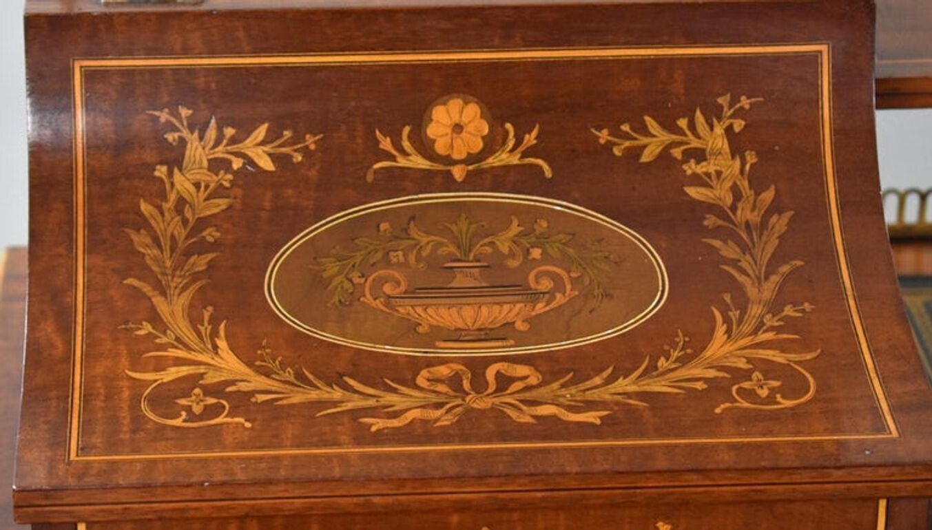photo buy Victorian Sheraton Revival Marquetry Inlaid Carlton House Desk