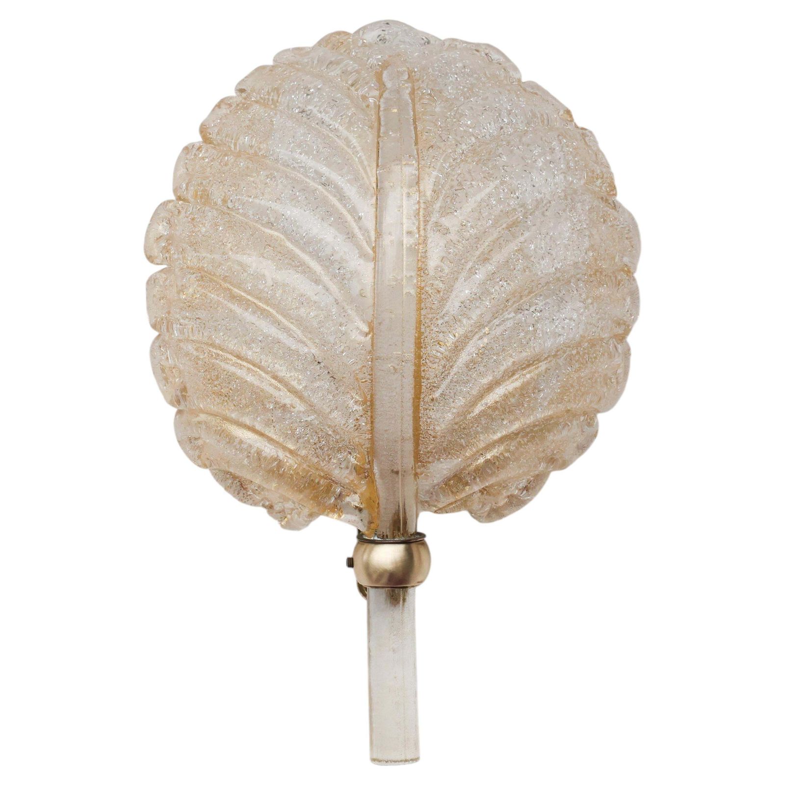 Barovier & Toso Murano Gold Glass And Brass Wall Light, Italy, 1960s