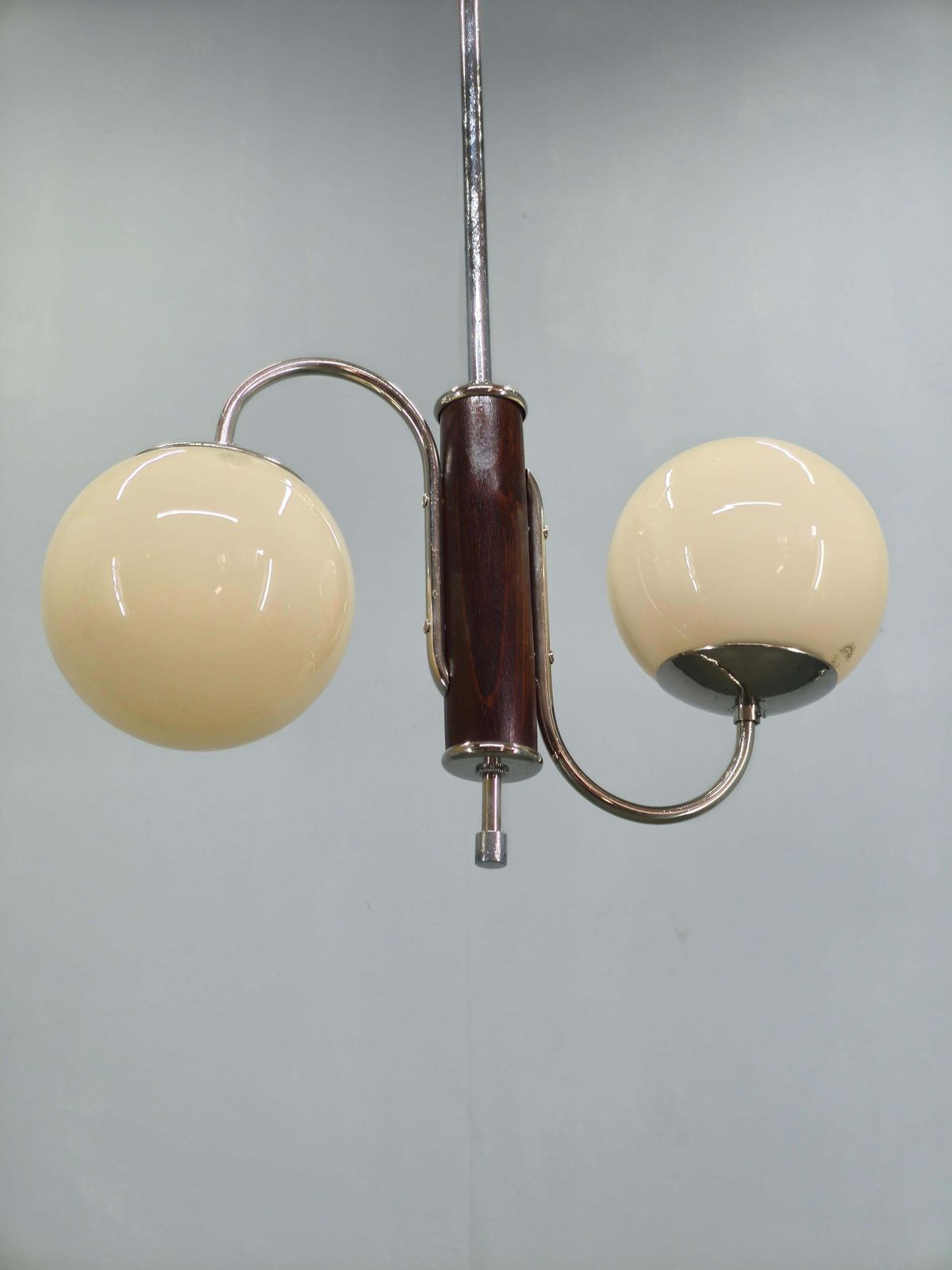 photo furniture Czech Art Deco Chrome And Glass Chandelier, 1930s