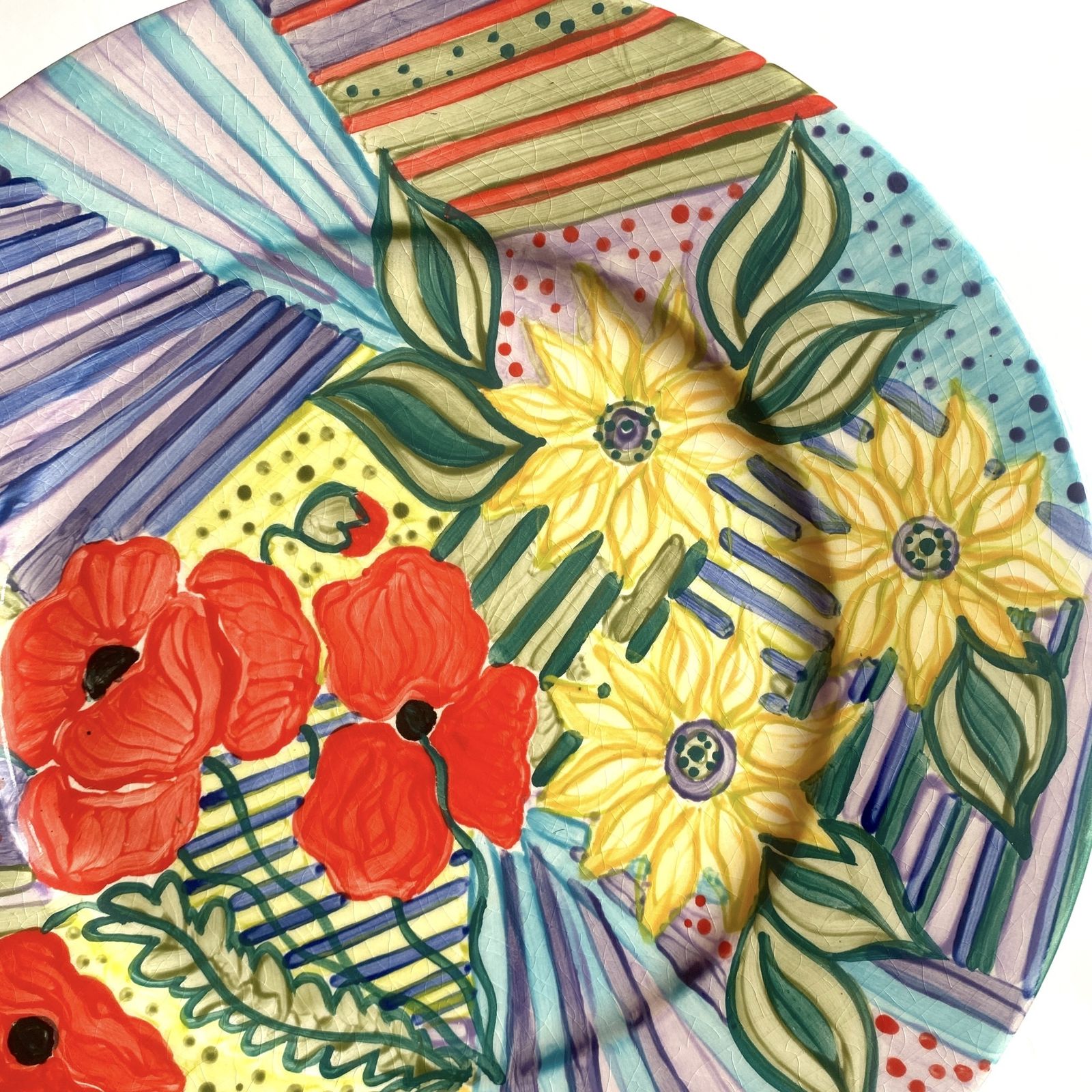Janet Parker Laird Studio Pottery Halla Collection Charger 13", Poole Pottery Delphis Artist photo for sale