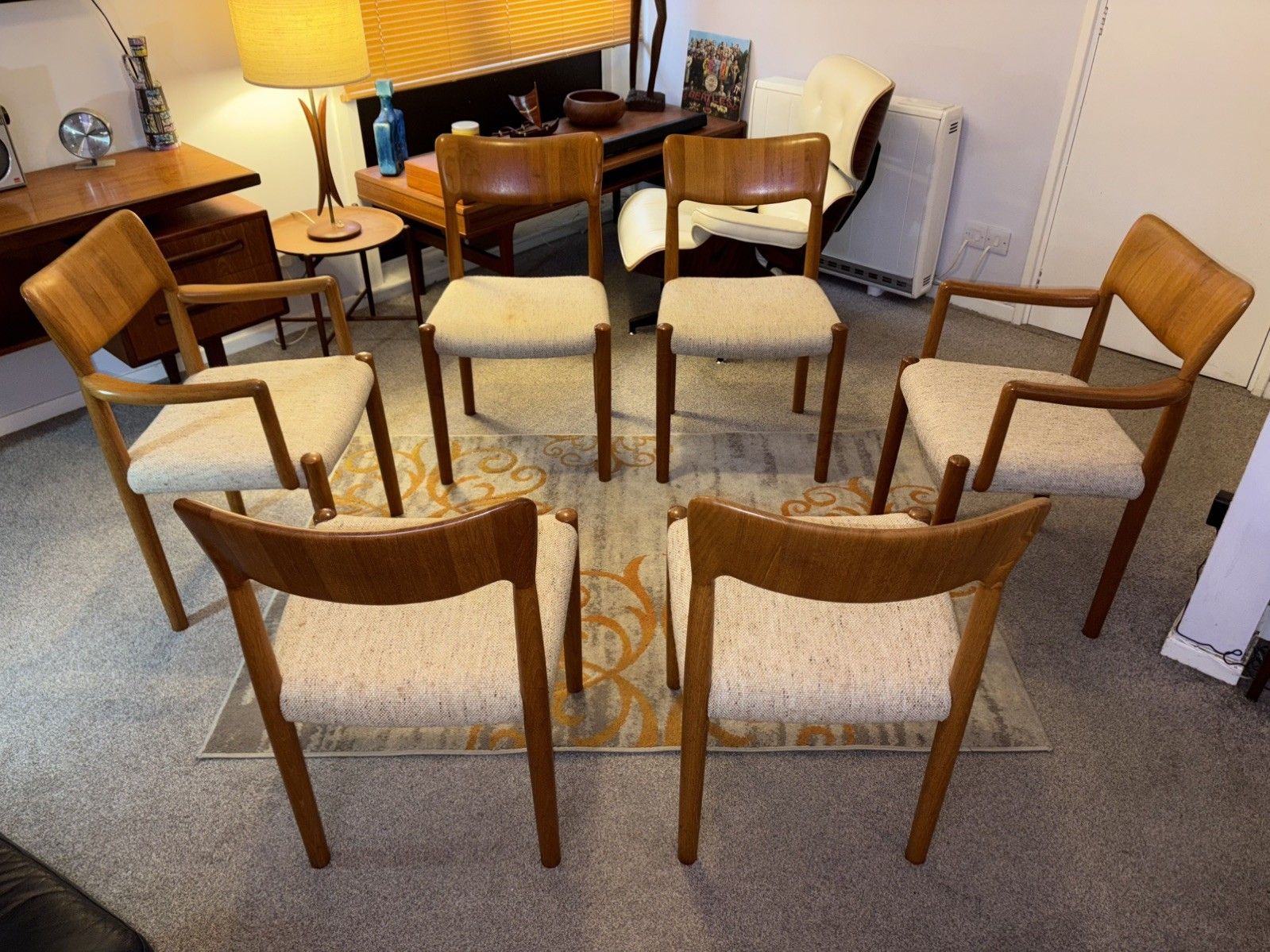 Mcm Danish Set Of 6 Boltinge Stolefabrik Teak Dining Chairs G Plan Era Retro photo furniture