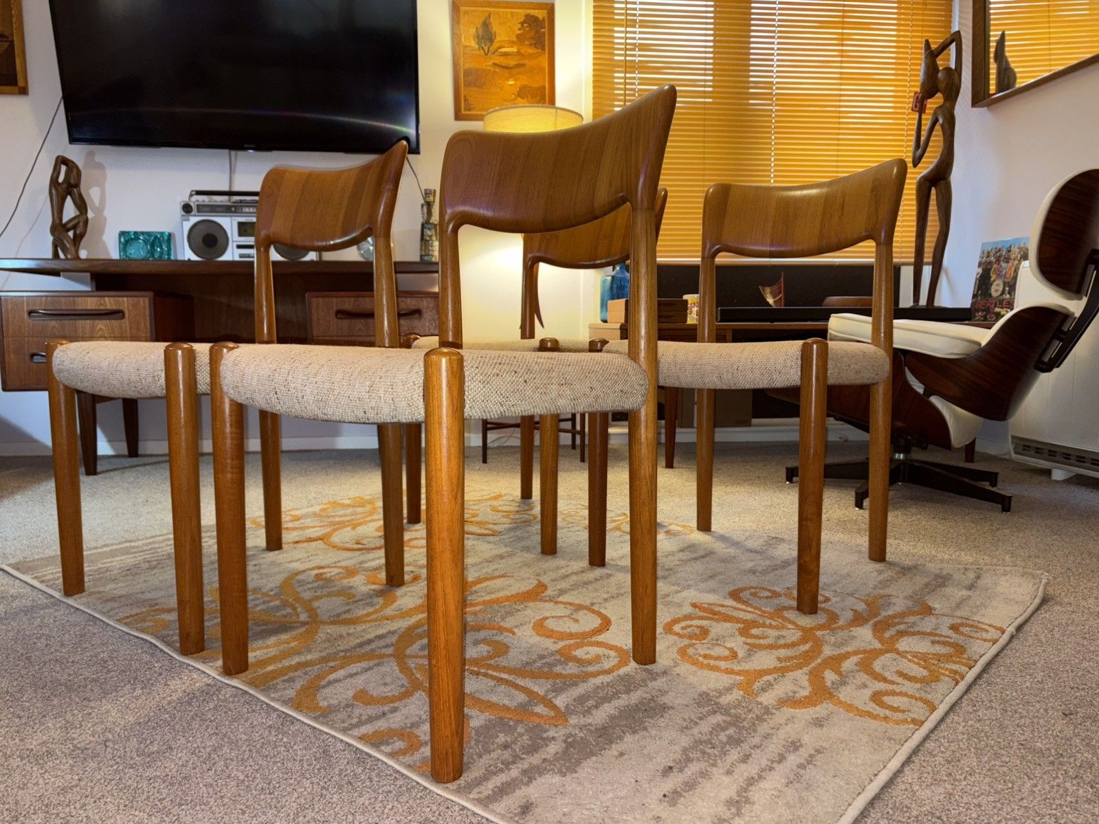Mcm Danish Set Of 6 Boltinge Stolefabrik Teak Dining Chairs G Plan Era Retro photo 995.0