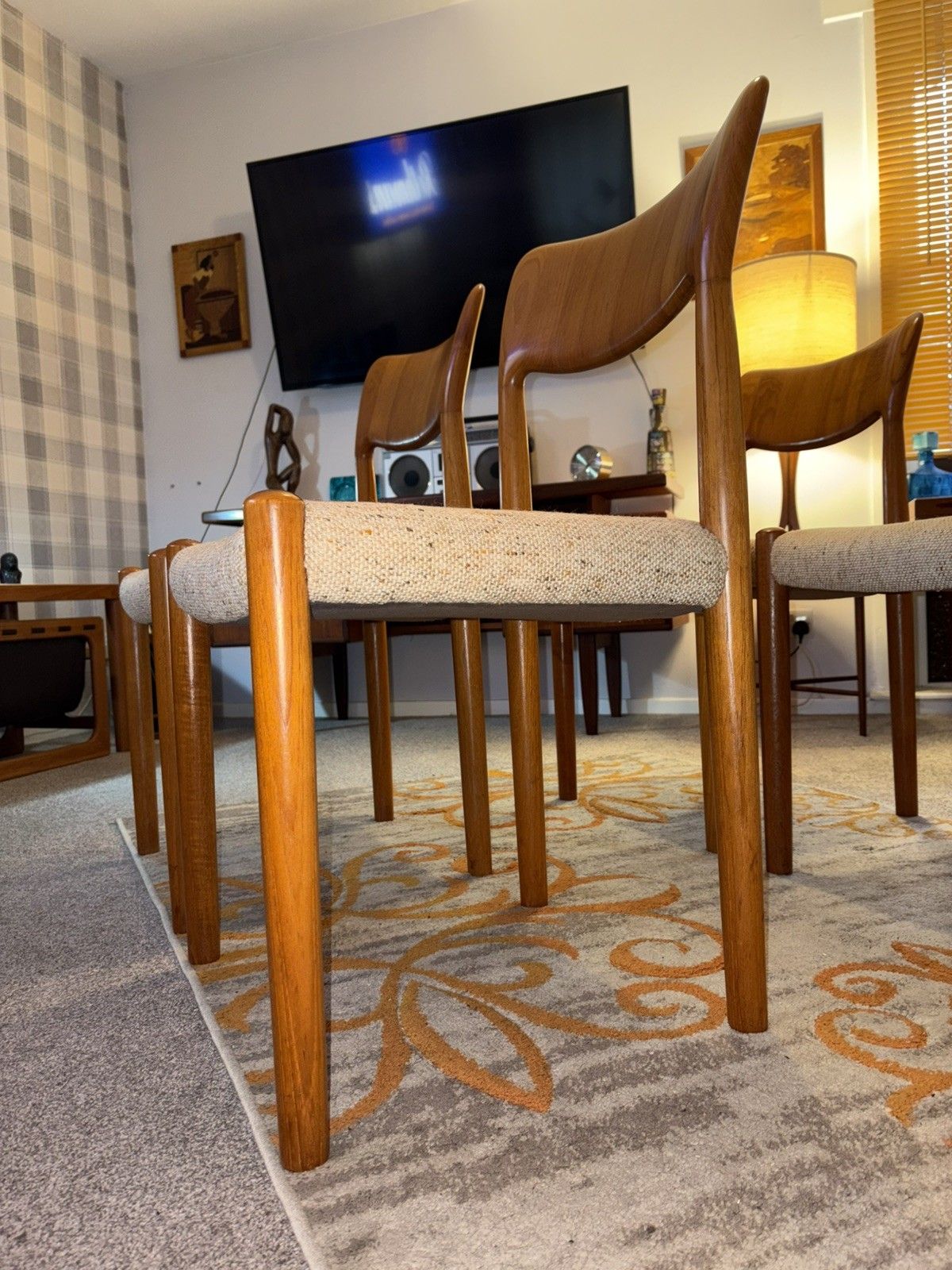 Mcm Danish Set Of 6 Boltinge Stolefabrik Teak Dining Chairs G Plan Era Retro photo vinterior