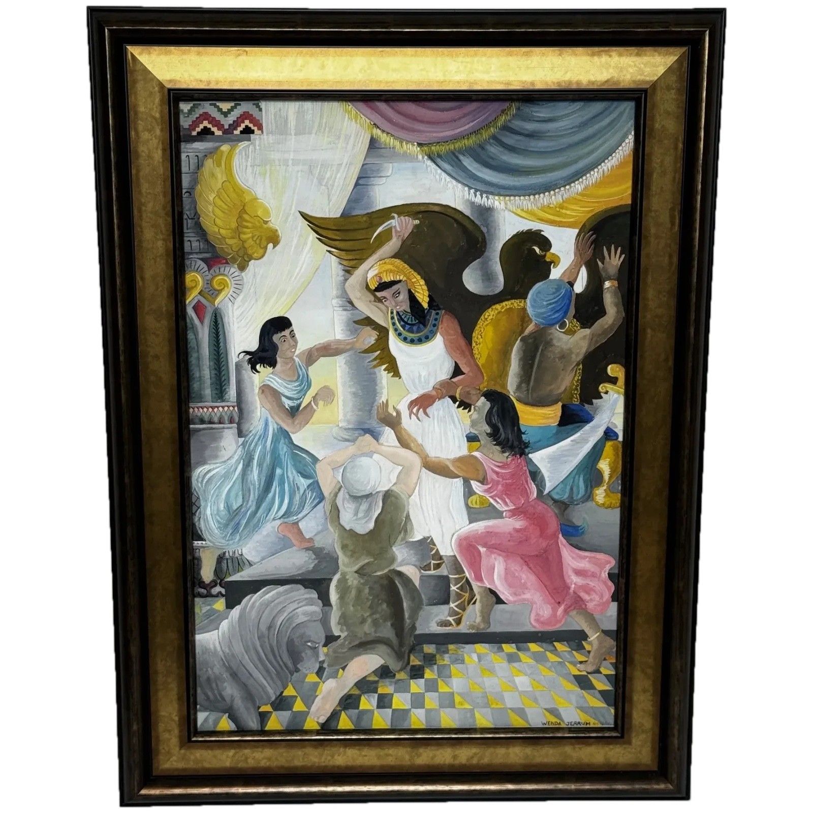 Surrealism Painting Death Of Cleopatra By Wenda Jerrum C1960 Egyptian Mythology