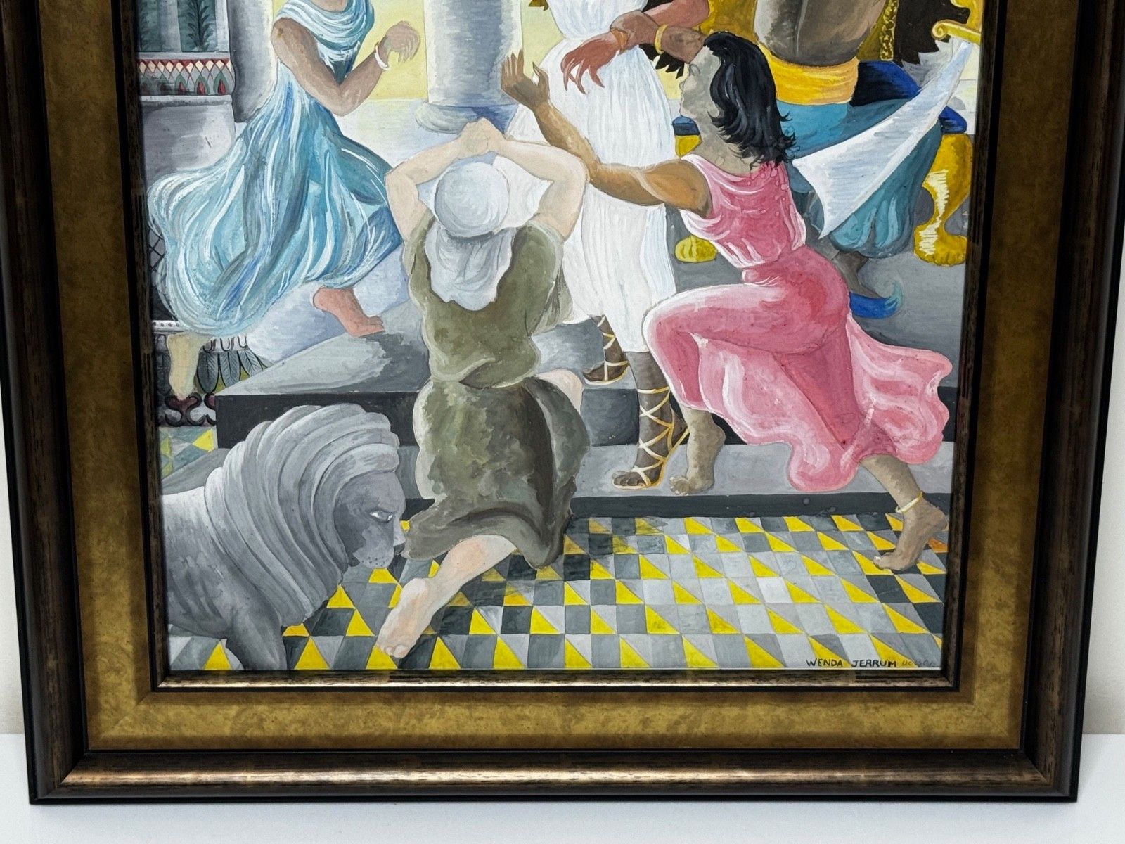 Surrealism Painting Death Of Cleopatra By Wenda Jerrum C1960 Egyptian Mythology photo for sale