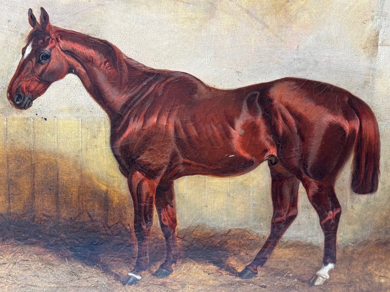 🐎 Equine Elegance Chestnut Hunter In Stable C1842 By Charles Bilger Spalding Ra photo for sale