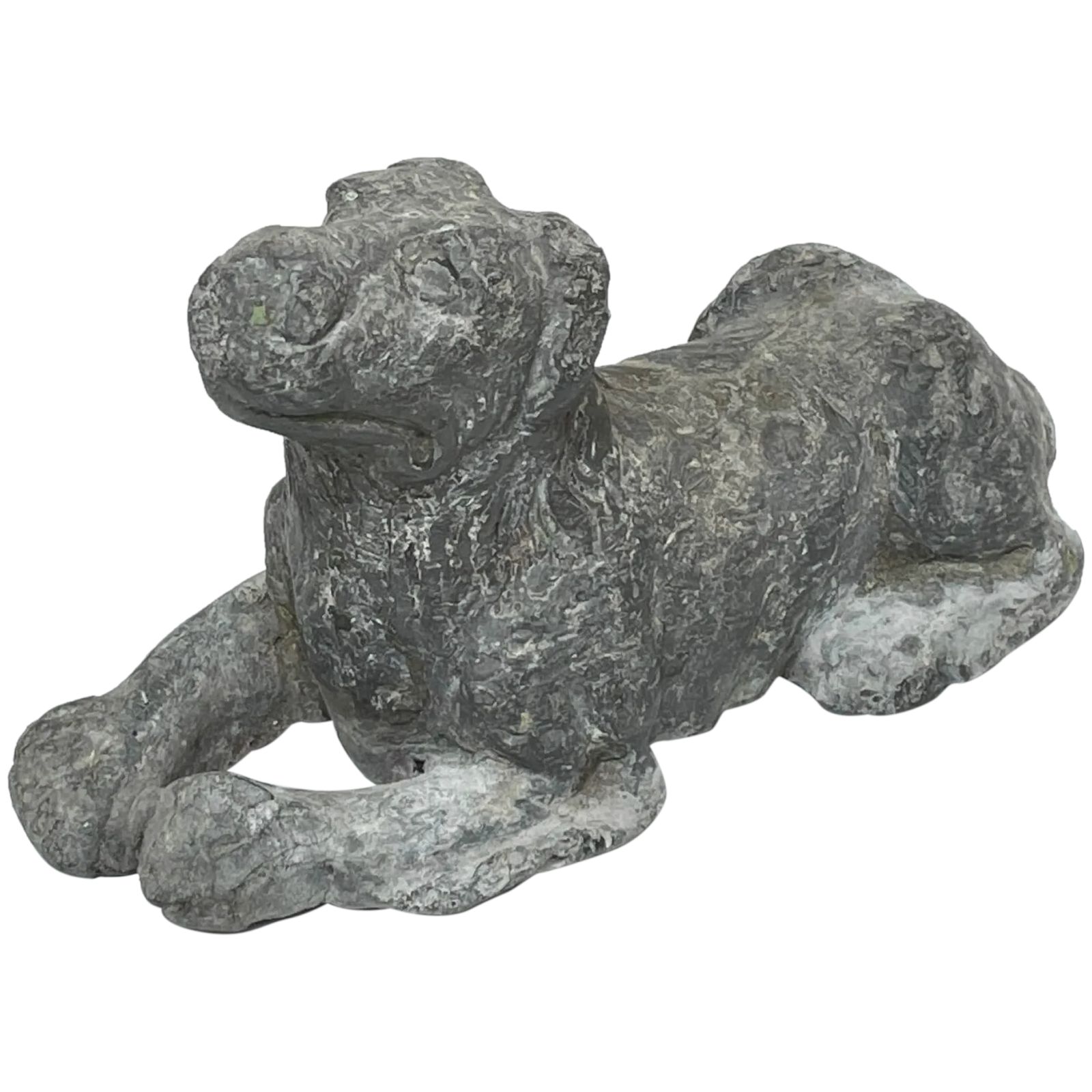 Small 18t Century Lead Recumbent Hound Dog Sculpture In The Manner Of John Cheere