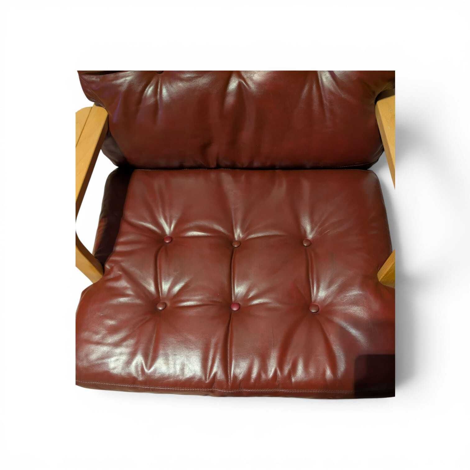 Vintage Mcm Swedish “Ingrid Høj” Armchair By Bruno Mathsson For Dux In Burgundy Leather photo 1650.0