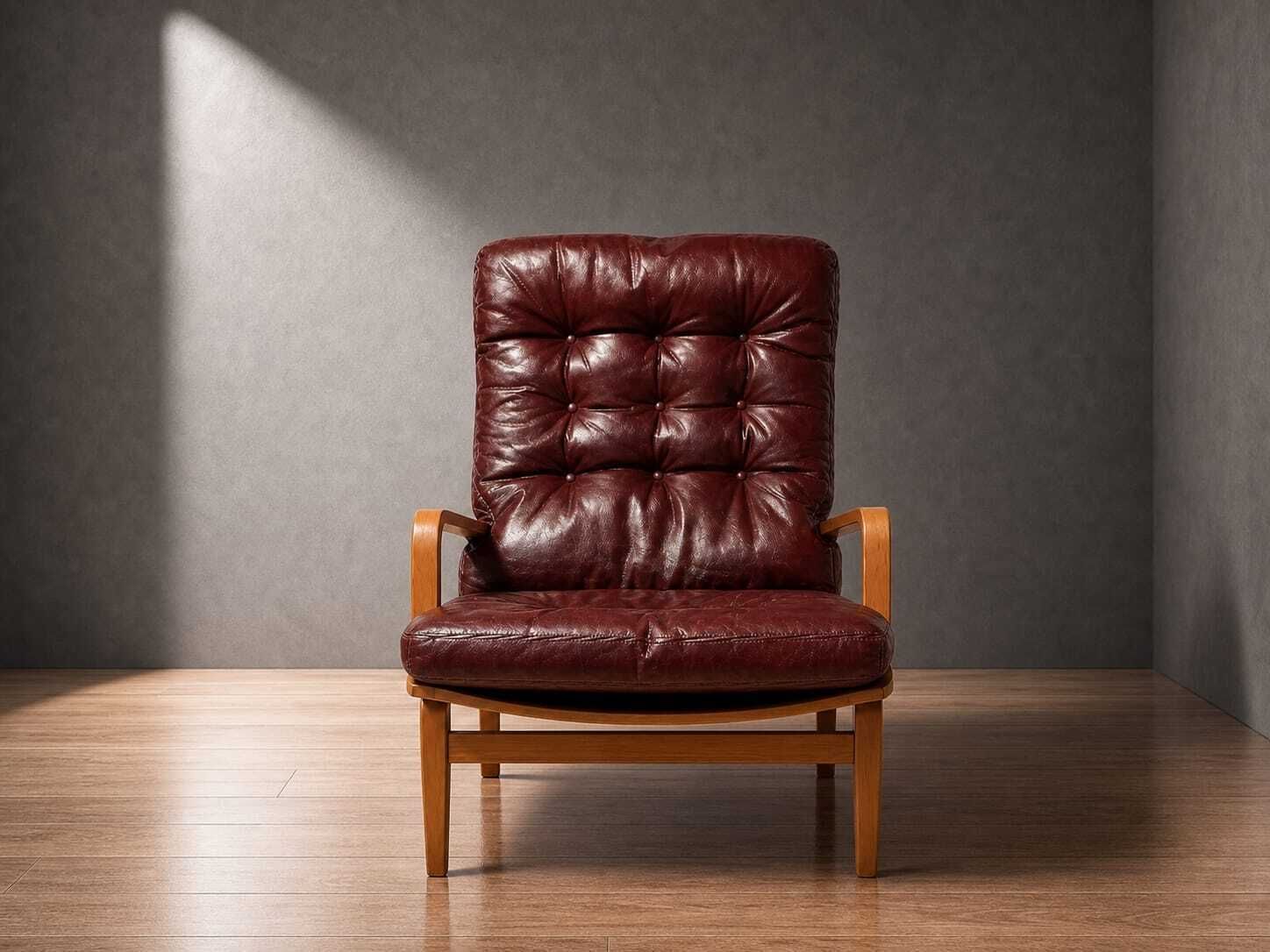 Vintage Mcm Swedish “Ingrid Høj” Armchair By Bruno Mathsson For Dux In Burgundy Leather photo furniture