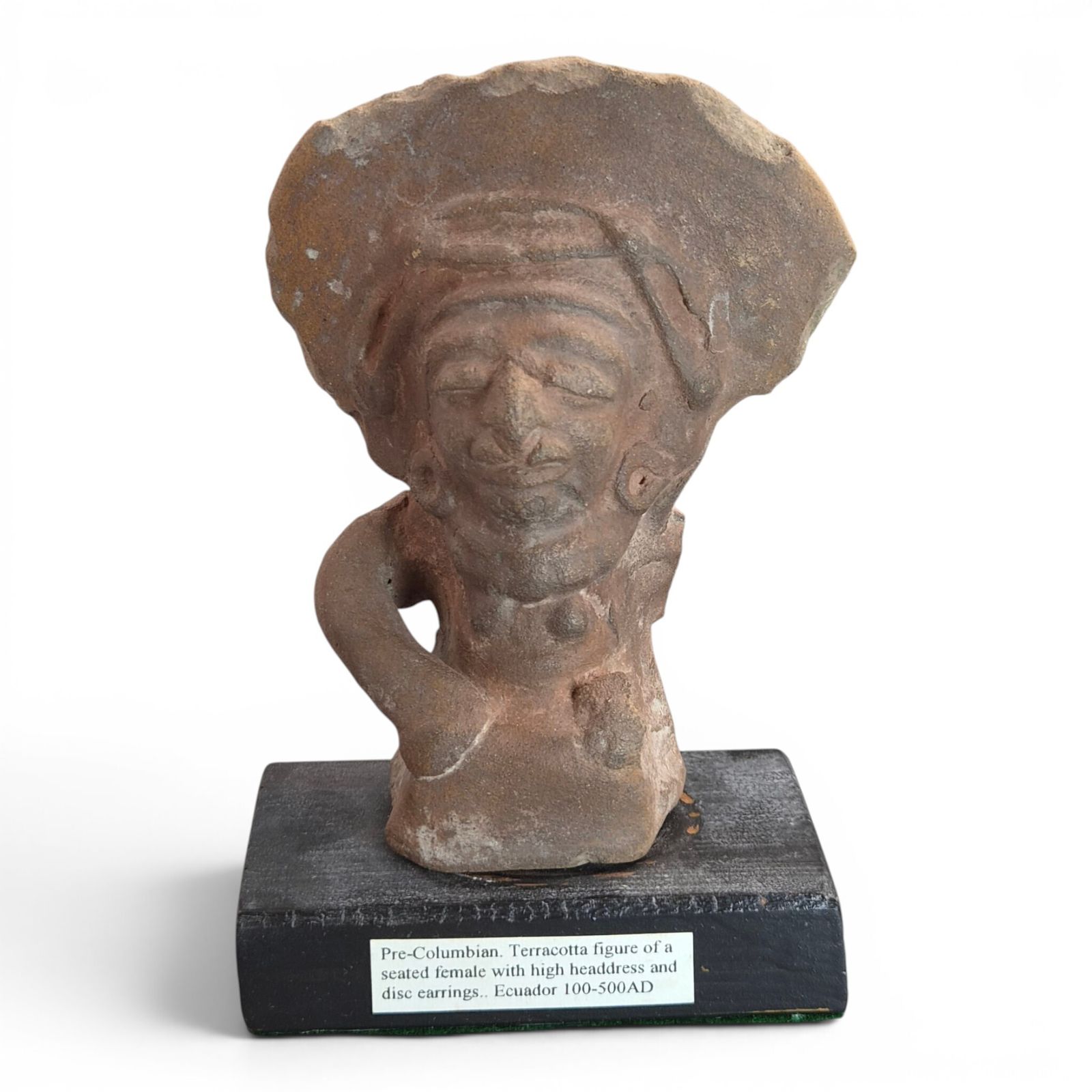 Large Pre Columbian Jama Coaque Seated Female Figure C.100 Bc–500 Ad