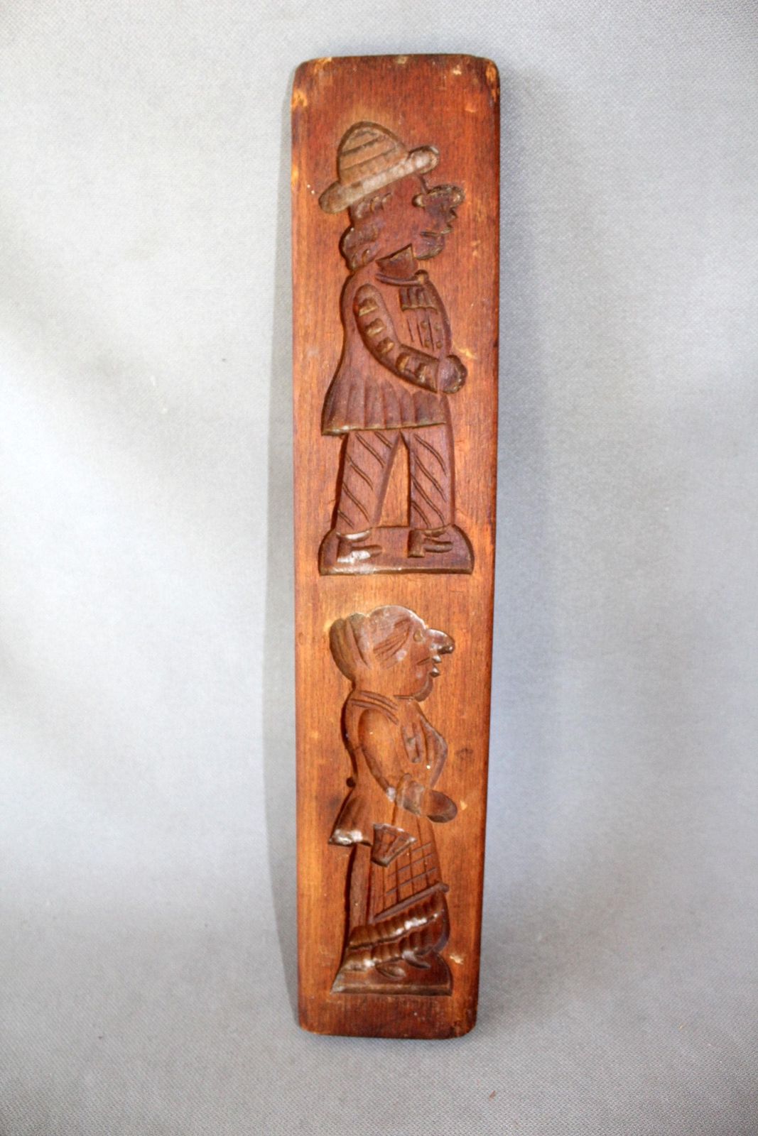 Tall Antique Hand Carved Gingerbread Springerle Mold, Speculoos Cookie Mold, Couple, Man And Lady, Traditional Clothing, Kitchenalia 47 Cm photo furniture