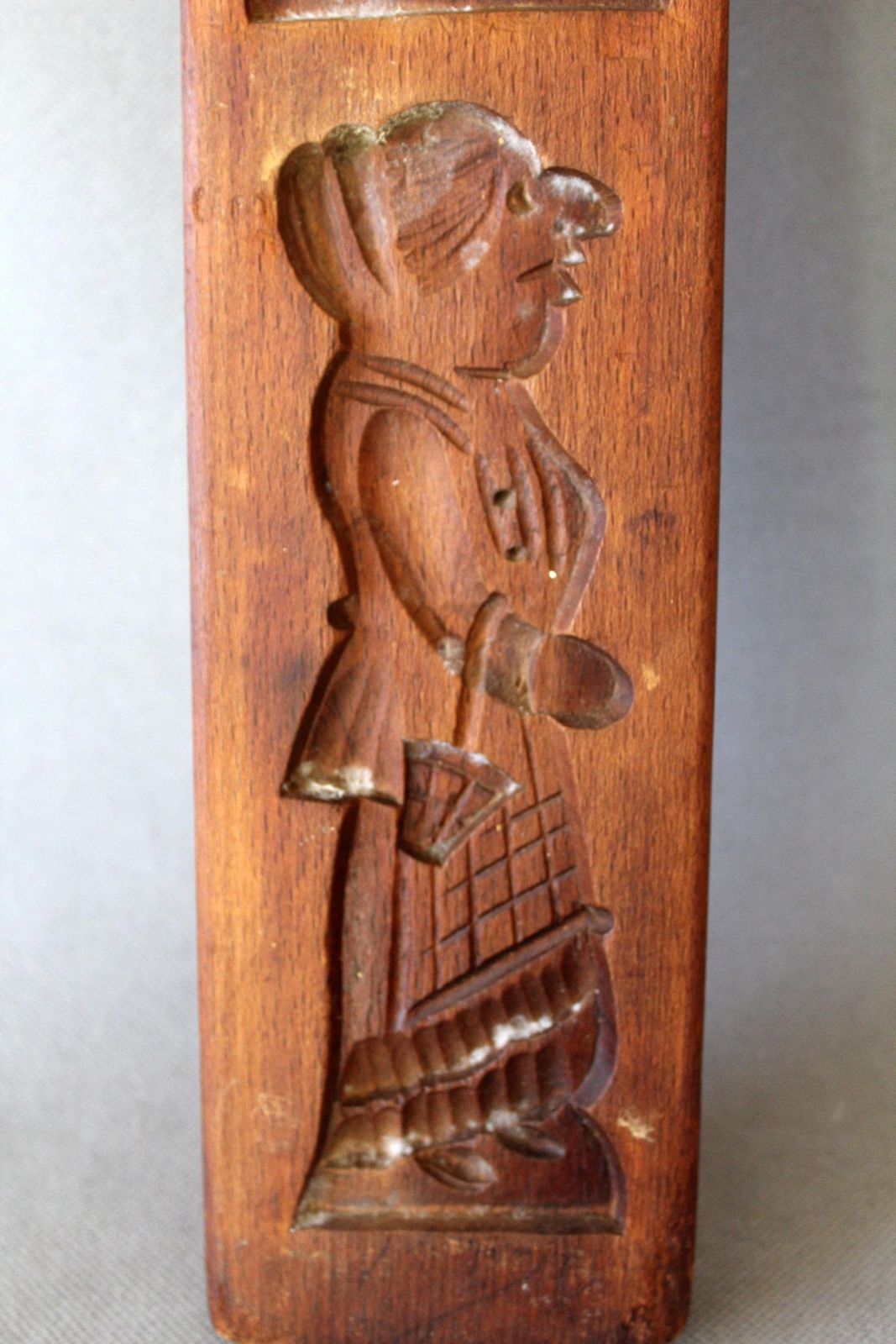 Tall Antique Hand Carved Gingerbread Springerle Mold, Speculoos Cookie Mold, Couple, Man And Lady, Traditional Clothing, Kitchenalia 47 Cm photo 114.0