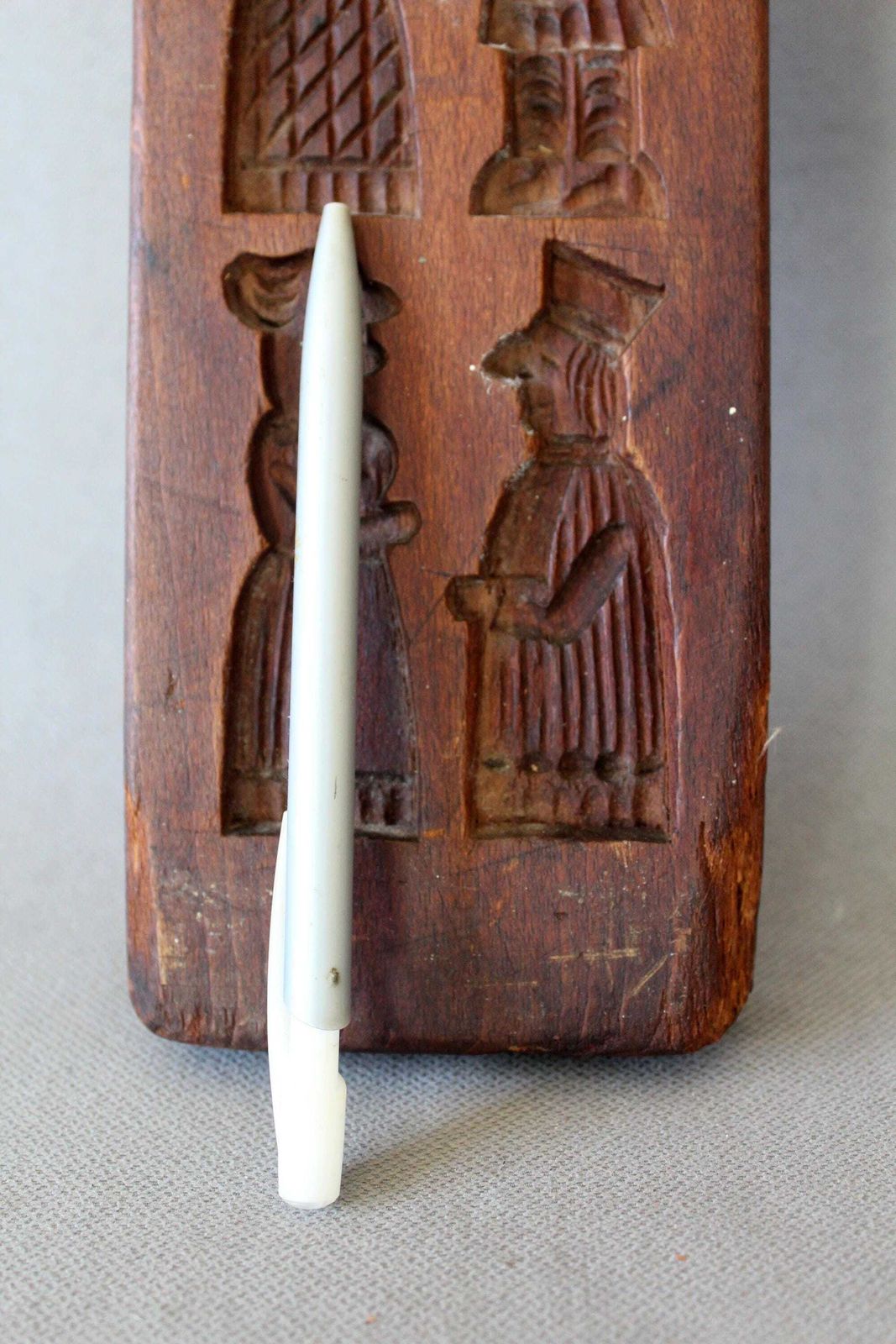 photo for sale Tall Antique Hand Carved Gingerbread Springerle Mold, Speculoos Cookie Mold, Couple, Man And Lady, Traditional Clothing, Kitchenalia 45 Cm
