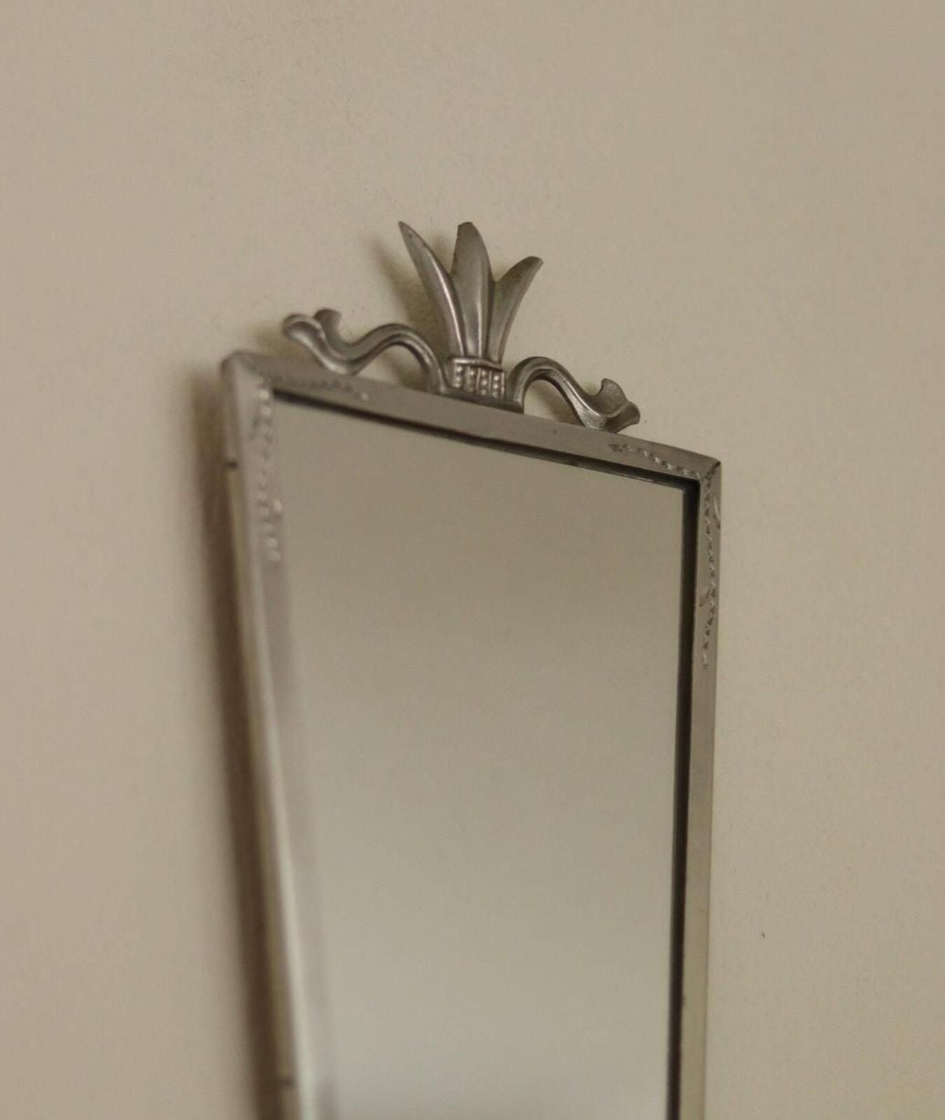 Pair Of Mid Century Swedish Pewter Sconces With Mirror photo vinterior