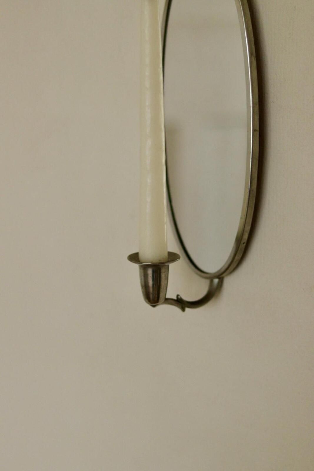 photo vinterior Pair Of Mid Century Swedish Pewter Sconces With Mirror