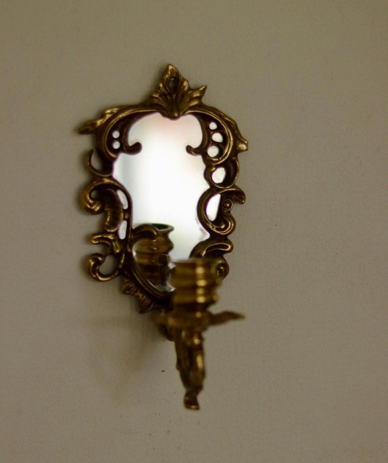 Pair Of Mid Century Swedish Brass Sconces With Mirrors photo 245.0