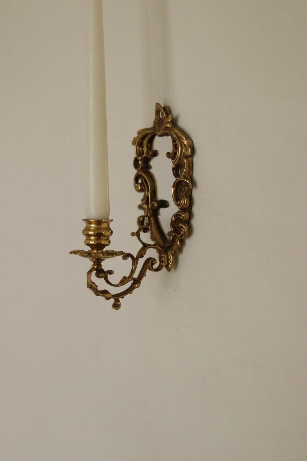 245.0 Pair Of Mid Century Swedish Brass Sconces With Mirrors photo