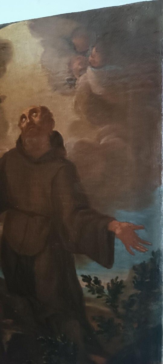 Antique Oil Painting On Canvas Baroque Period Depicting A Franciscan Saint photo buy