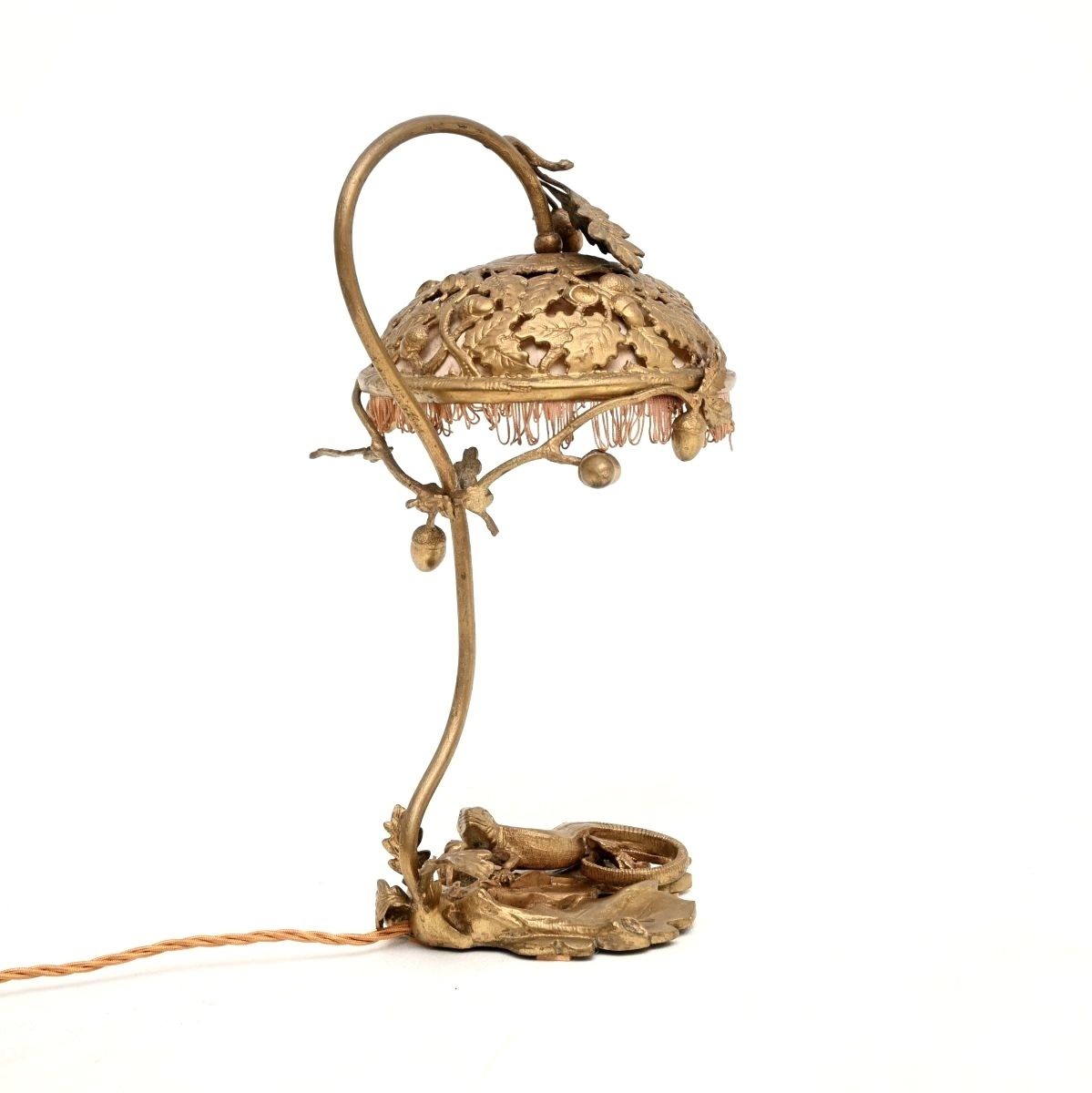 1950.0 Antique French Art Nouveau Bronze Desk Lamp photo