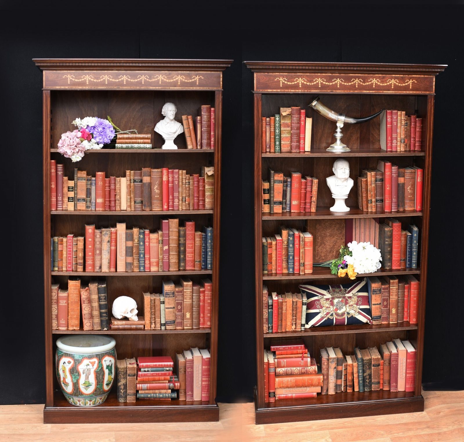 Pair Mahogany Open Front Bookcase   Regency Sheraton Bookcase Bespoke
