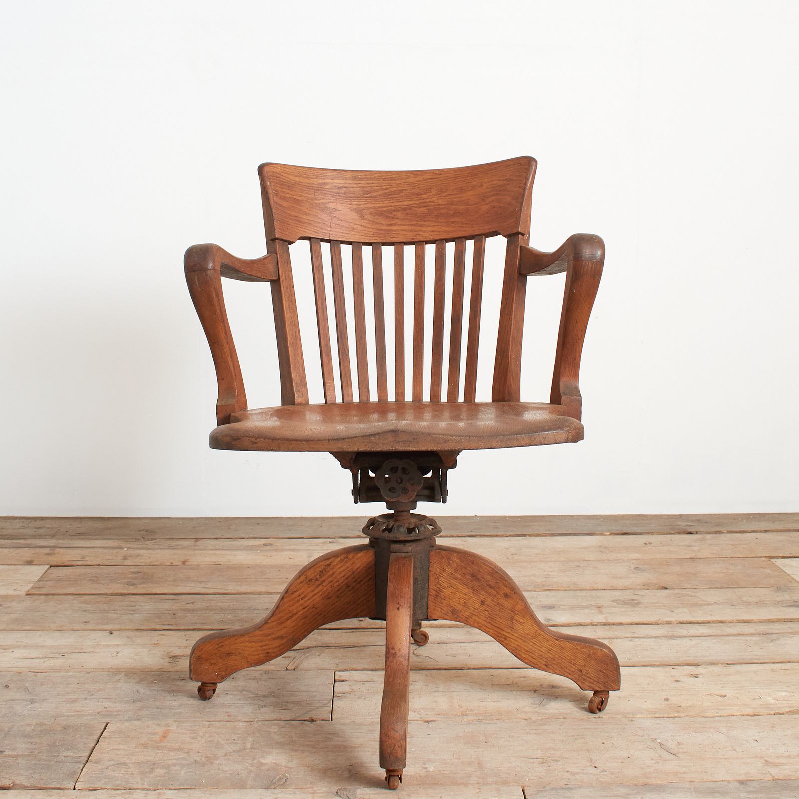 Antique Oak French Swivel Desk Chair photo for sale