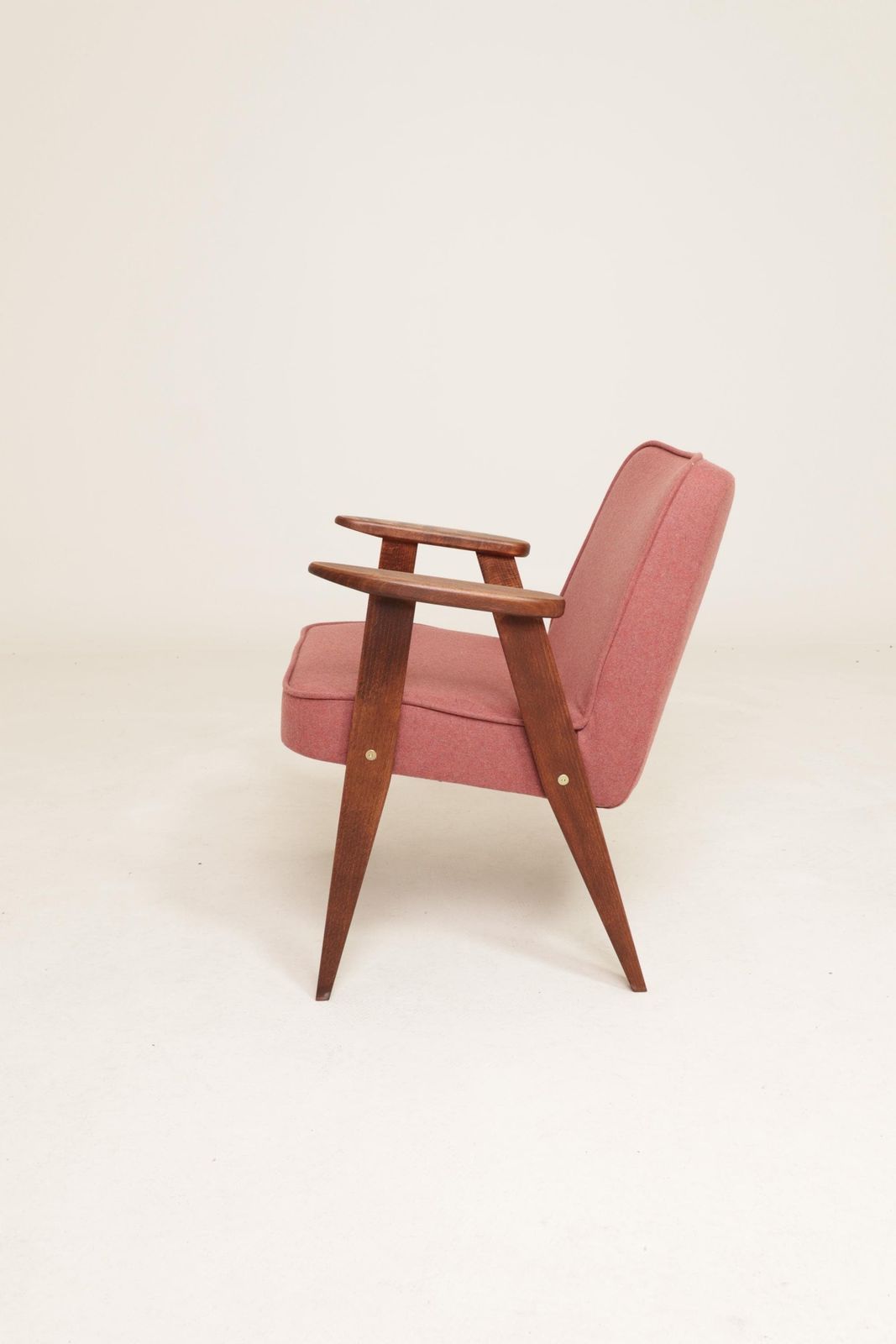 Lounge Chair Retro Style Indian Pink Wool Upholstery Refurbished photo for sale