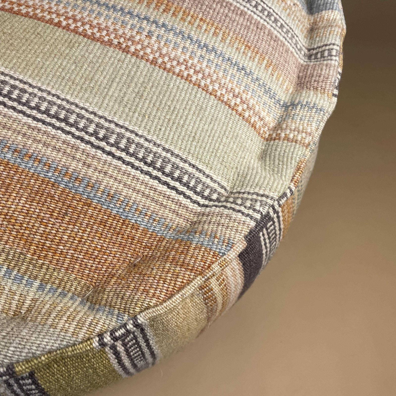 Large Indian Kilim Pouffe Round Ottoman Woven Floor Cushion Footstool Textile Patterned Seat Striped Living Room Handmade Vintage Pattern photo buy