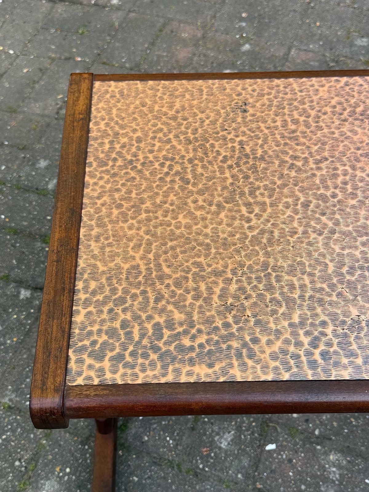 Furniture Vintage Mid Century Hammered Copper Top Side Table Retro Occasional Table, G Plan Style S photo
