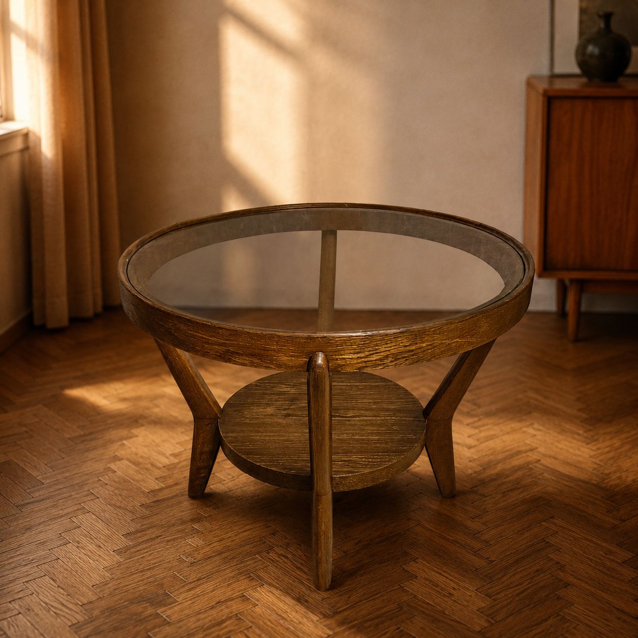 Round Coffee Table Karel Koželka & Antonín Kropáček 1940s Czechoslovakia