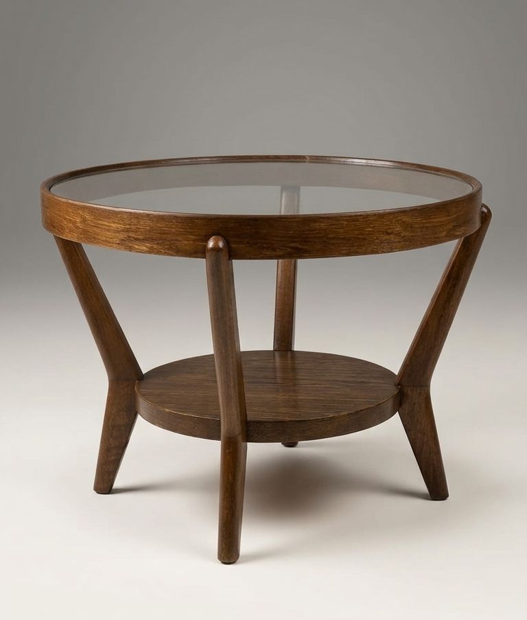 Round Coffee Table Karel Koželka & Antonín Kropáček 1940s Czechoslovakia photo furniture