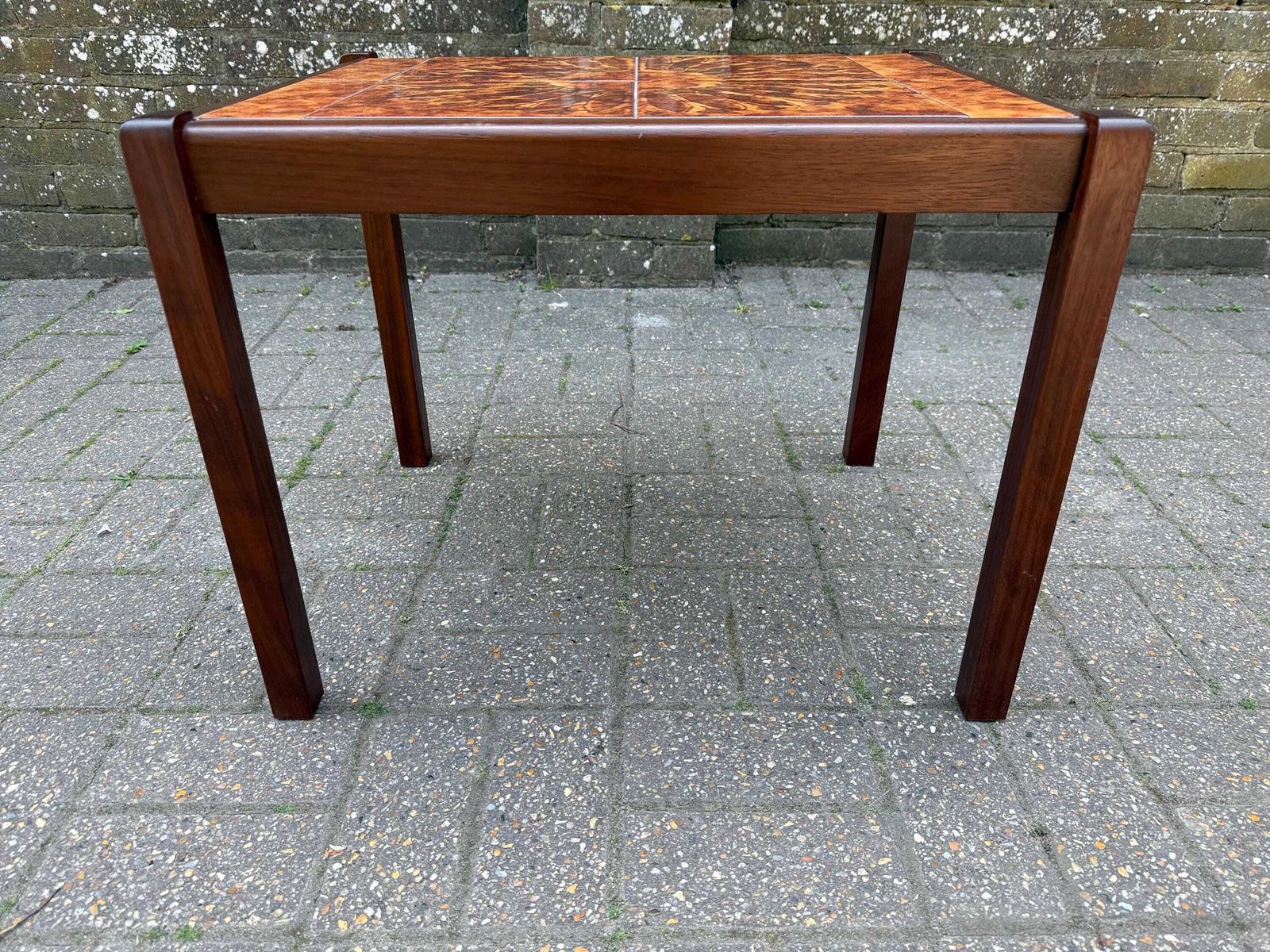 photo furniture Vintage 1980s Tile Top Coffee Table Mid Century Style Ceramic (Stamped 1981) L