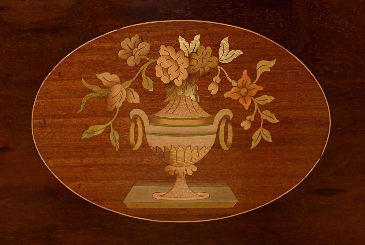 Furniture Small Marquetry Parlor Cabinet, Louis XVI Style – Early 20th Century photo
