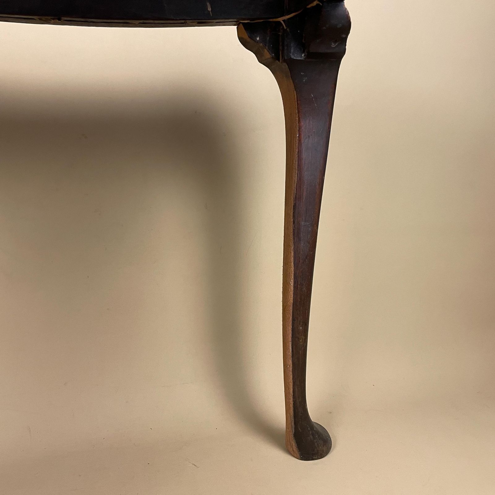 Furniture Antique Cane Seat Stool Wood Cabriole Leg Bench Vintage Elegant Traditional Curved Rattan Footstool Hallway Accent Queen Anne Style Project photo