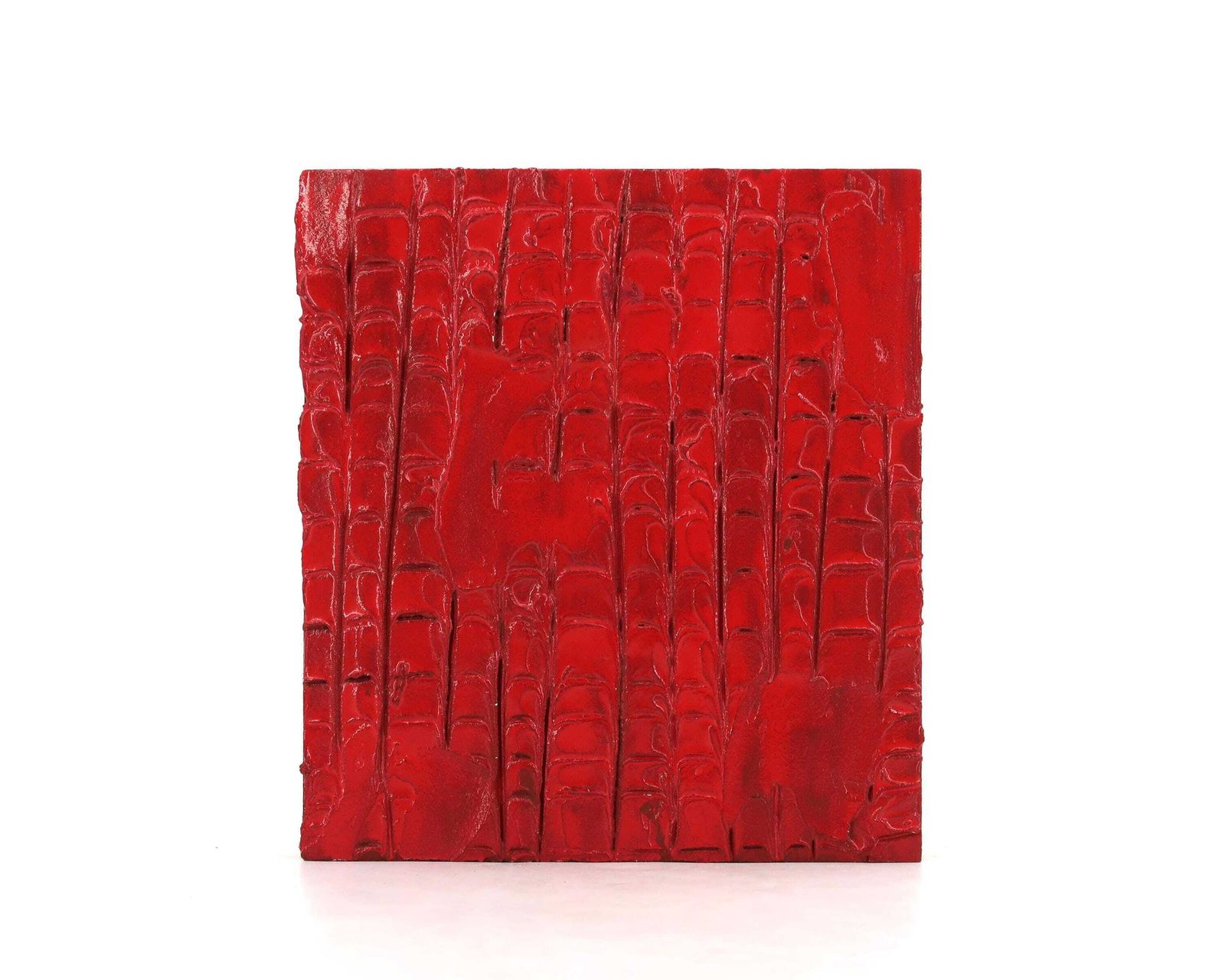 Small French Minimalist And Abstract Red Textured Painting By Vincent Dufresne / Art, Home Decor, Minimal