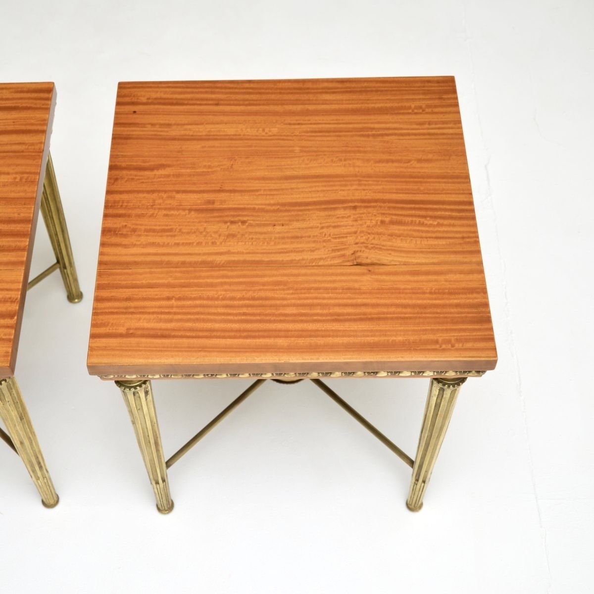 Pair Of Antique Satin Wood And Brass Side Tables photo Furniture