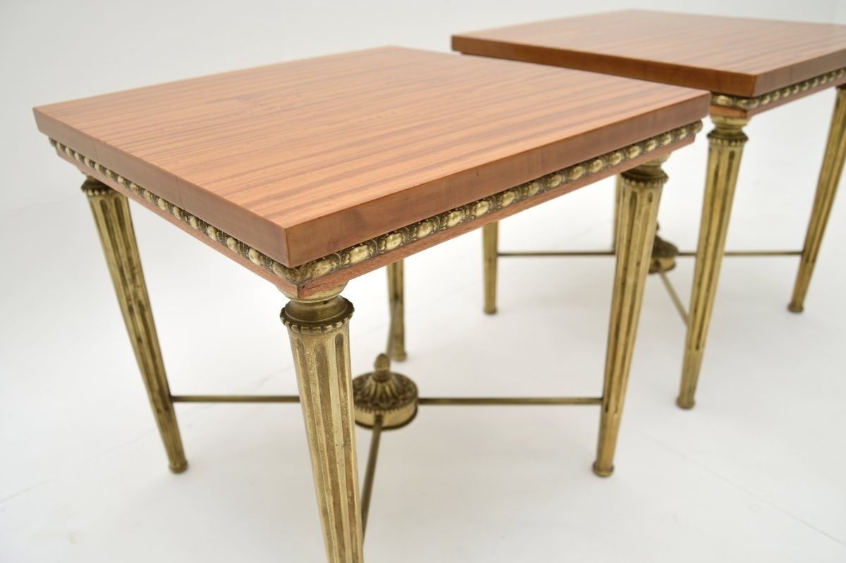 Pair Of Antique Satin Wood And Brass Side Tables photo vinterior
