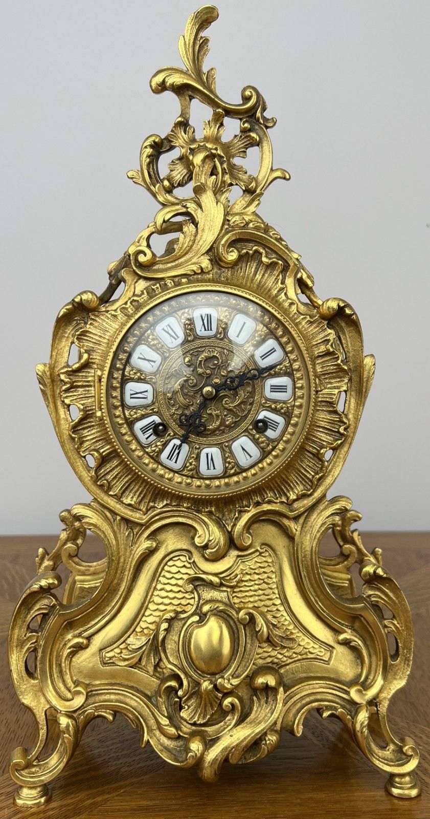 Clock Vintage Brass Rococo Mantel Clock Ornate Decorative Design Lot 6037 photo furniture