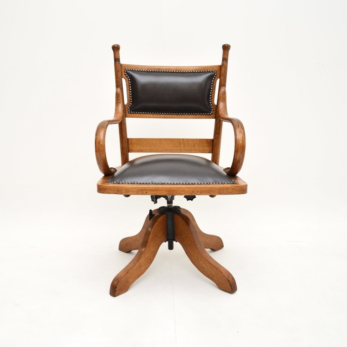 Antique Victorian Bentwood And Leather Swivel Desk Chair photo furniture