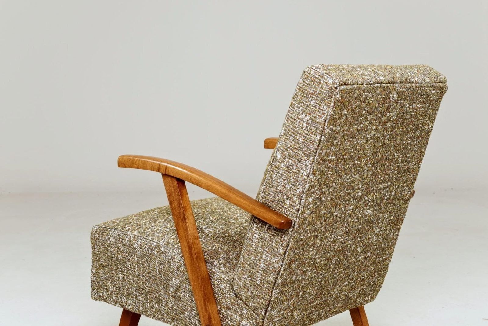 Vintage Lounge Chair Green Pattern Upholstery Refurbished, 1970s. photo buy