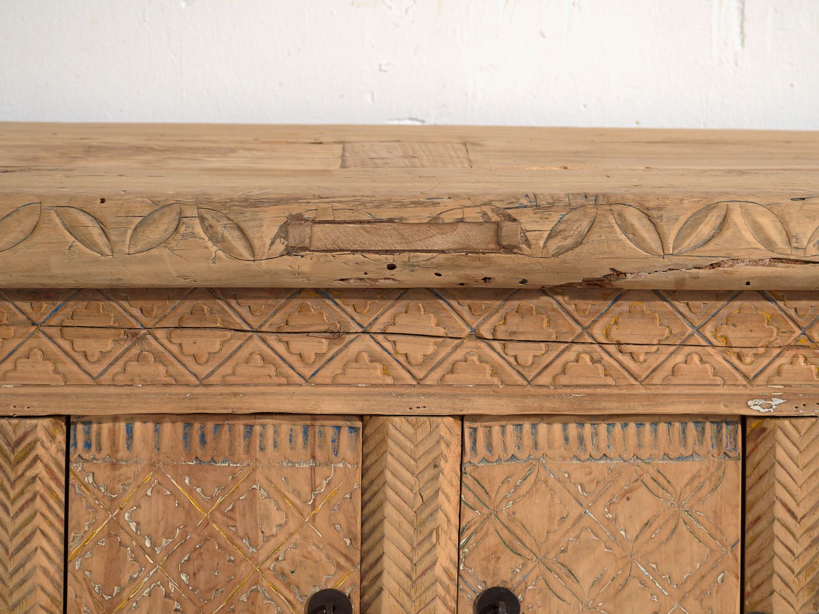 Furniture Antique Carved Low Sideboard In Pine Wood  China  Circa 1900 photo