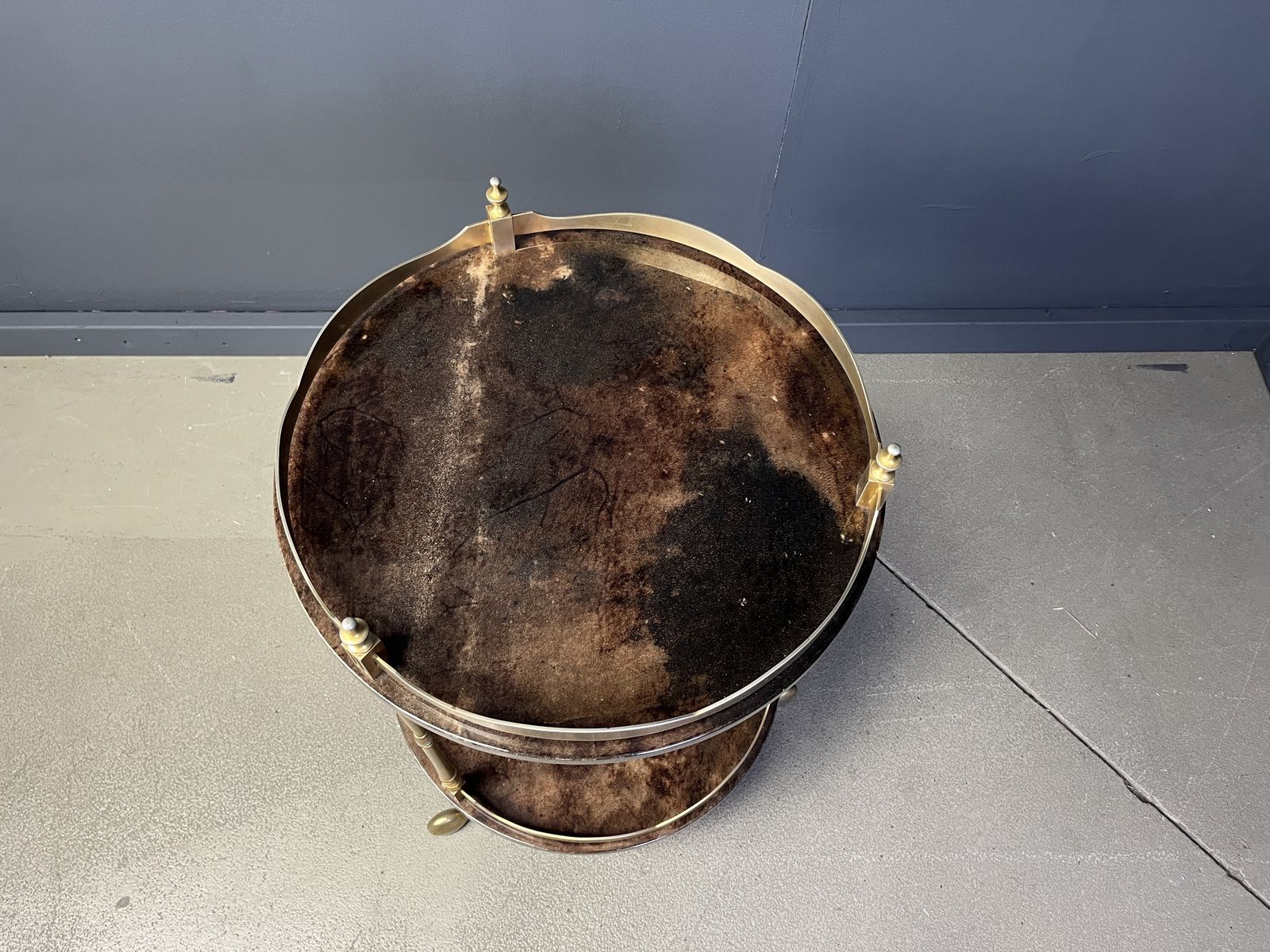 Italian Lacquered Goatskin / Parchment Serving Bar Cart By Aldo Tura, 1960s photo furniture
