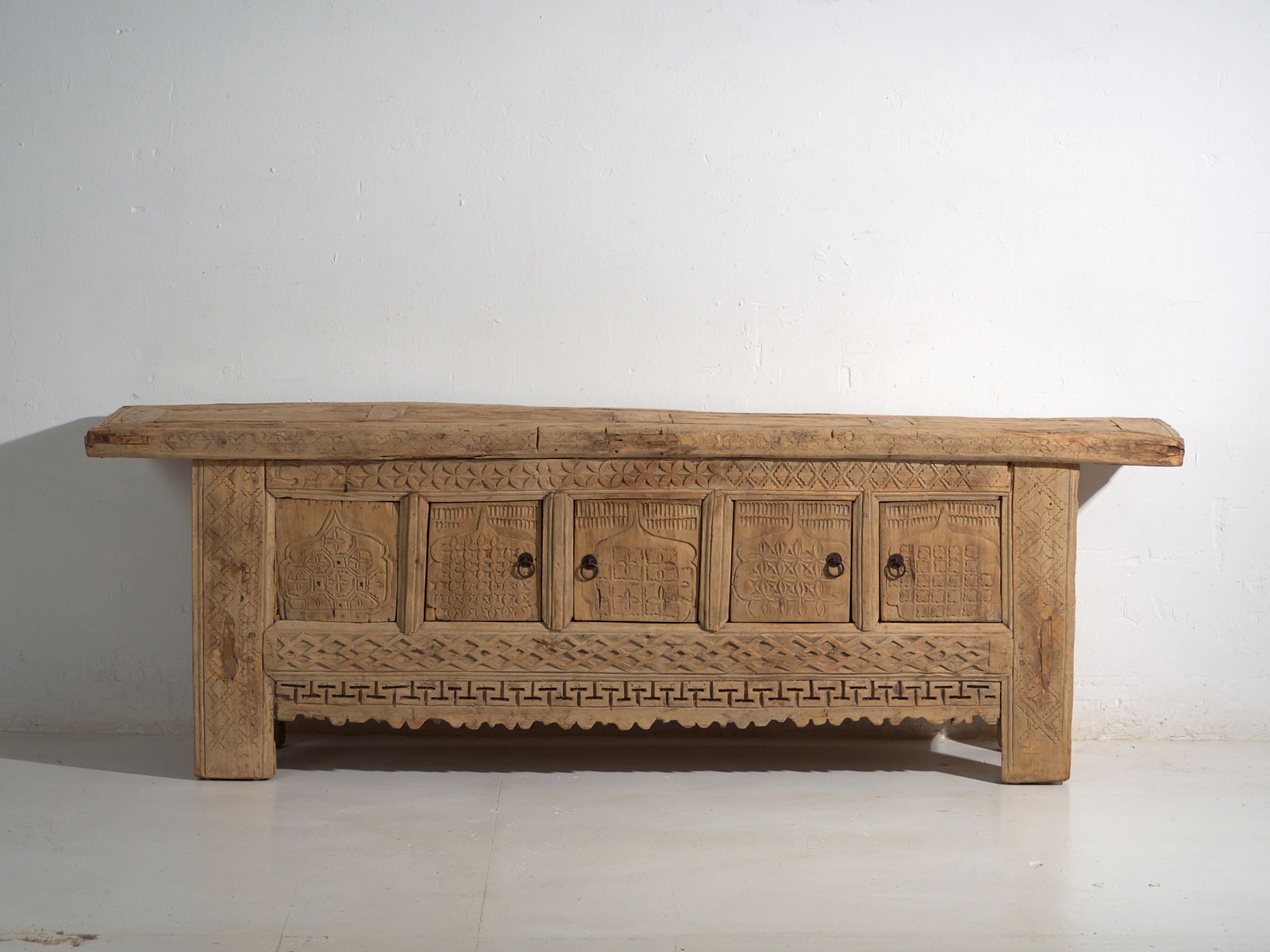 Antique Carved Low Sideboard In Pine Wood China Circa 1900 photo 3204.0