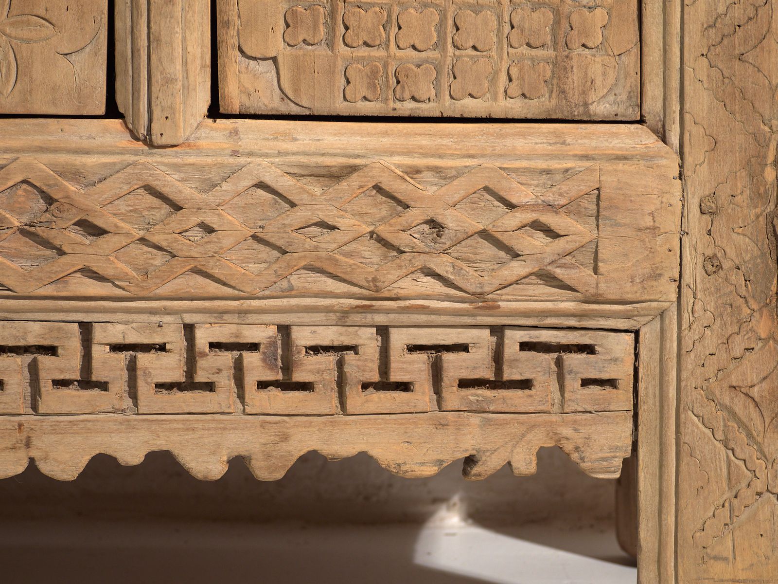 photo for sale Antique Carved Low Sideboard In Pine Wood China Circa 1900