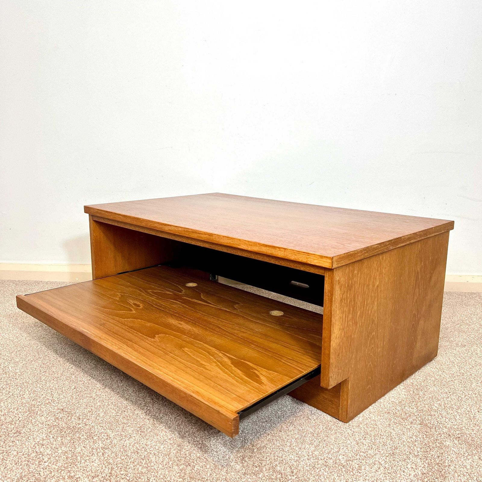 Mid Century Teak Media Unit , Tv Stand With Sliding Shelf photo buy