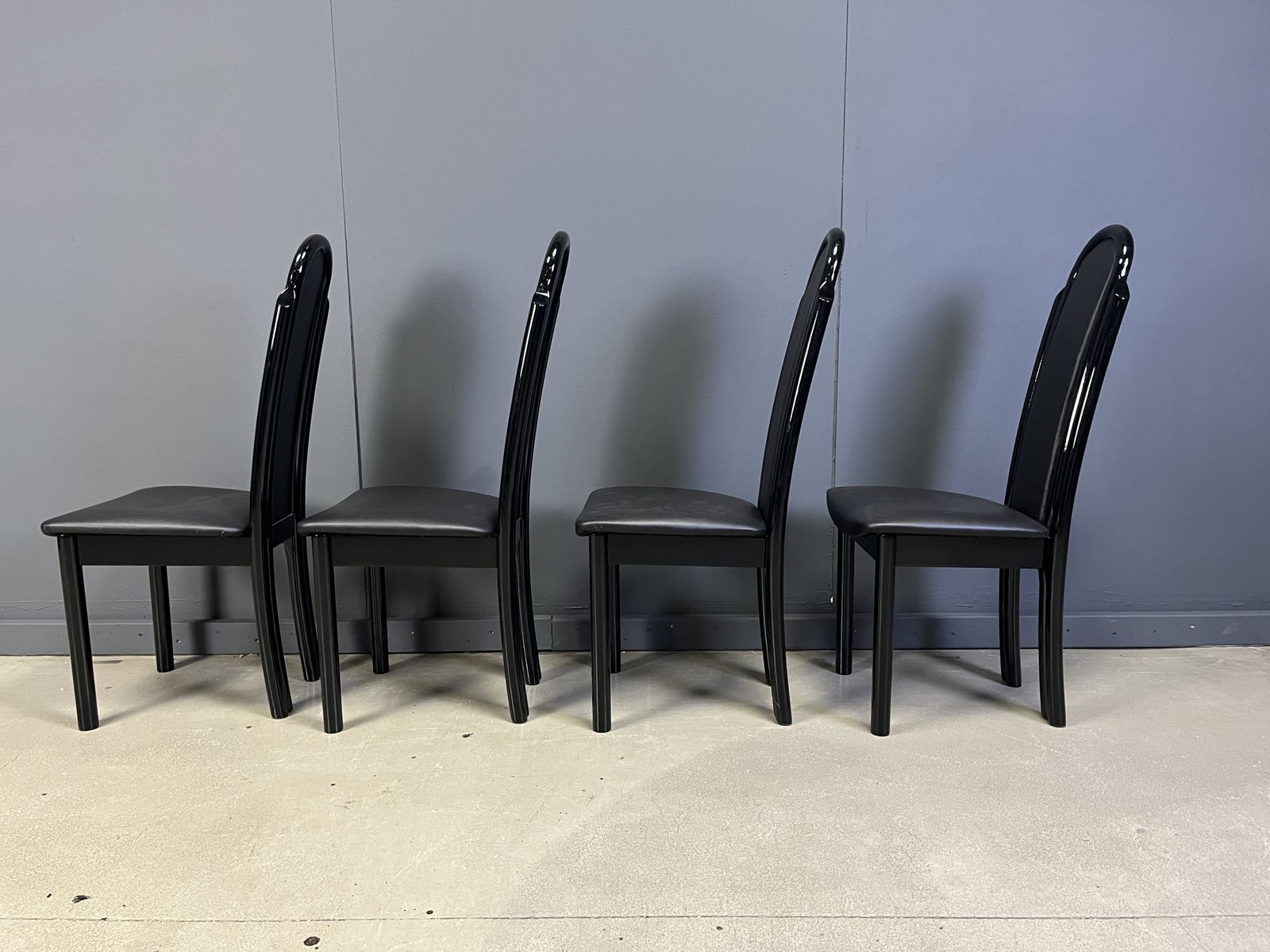 Postmodern Lacquered Wood Italian Dining Chairs, 1980s photo vinterior