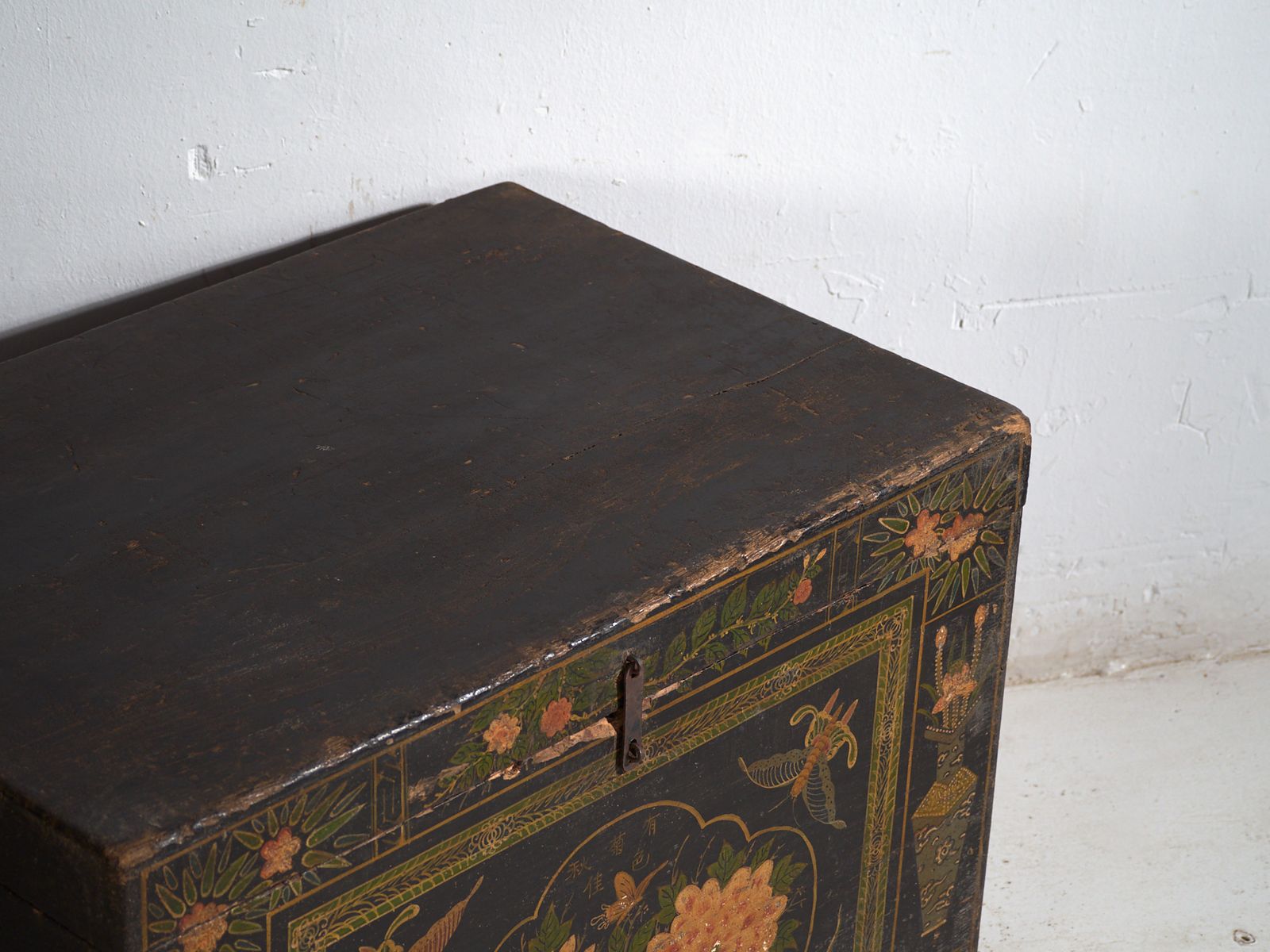 Antique Painted Chinese Trunk In Pine Wood  China Circa 1900 photo furniture