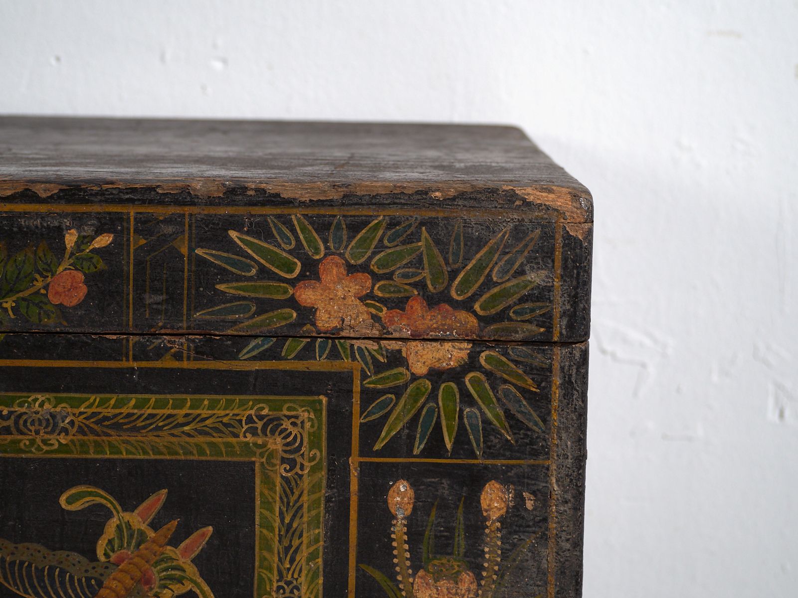 Antique Painted Chinese Trunk In Pine Wood  China Circa 1900 photo buy