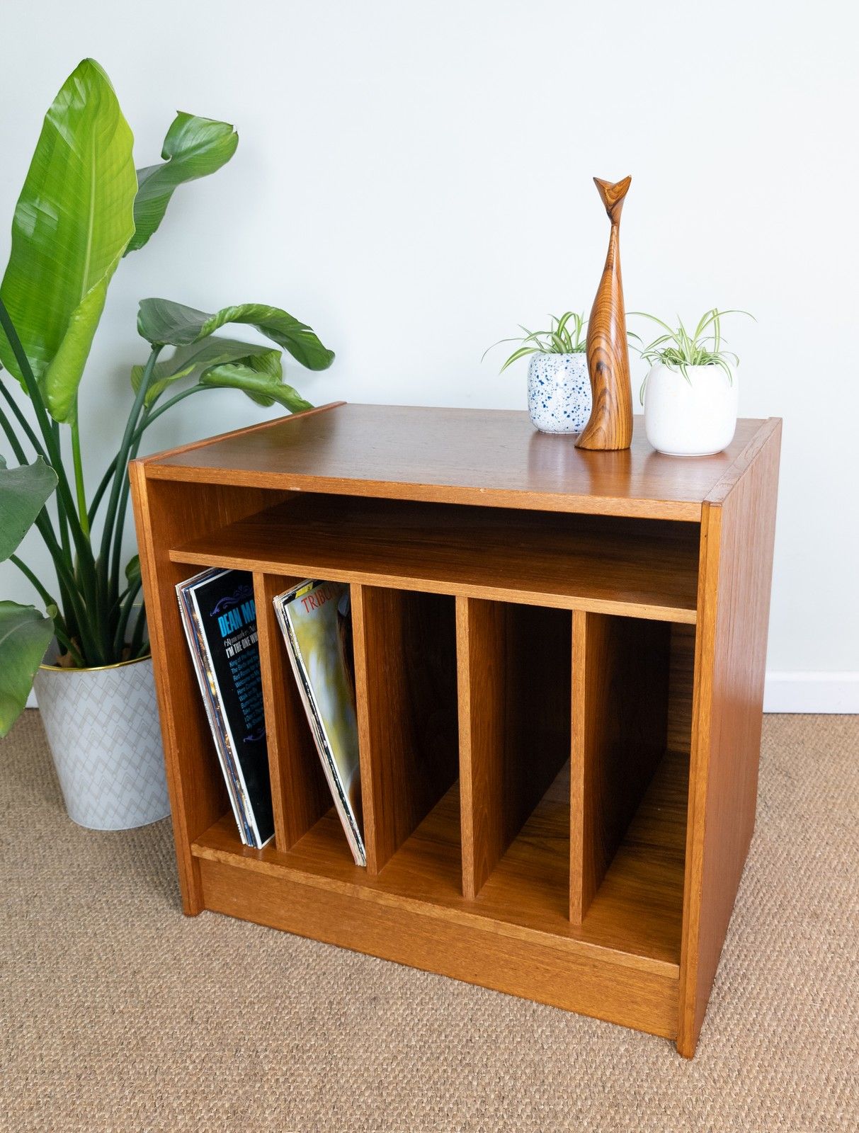 Vintage Mid Century Danish Teak Record Cabinet Shelves Small Sideboard photo furniture