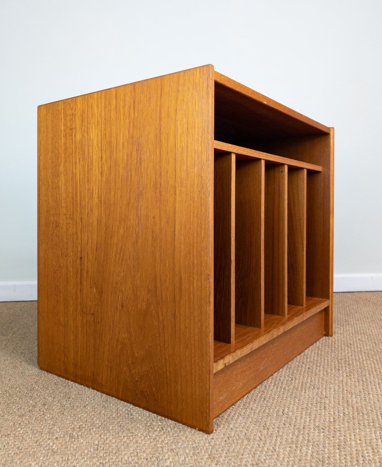 Vintage Mid Century Danish Teak Record Cabinet Shelves Small Sideboard photo vinterior