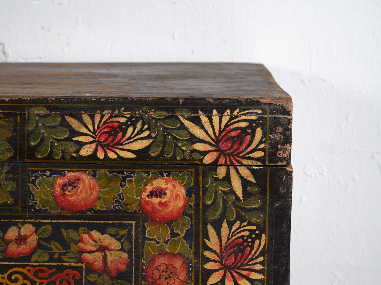 Antique Painted Chinese Trunk In Pine Wood  China Circa 1900 photo buy